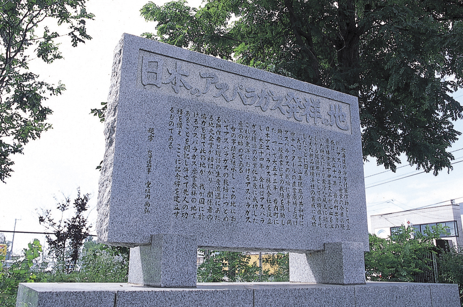 岩内にある日本のアスパラガス発祥の地の記念碑